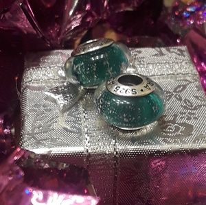 2 aquamarine murano authentic pandora